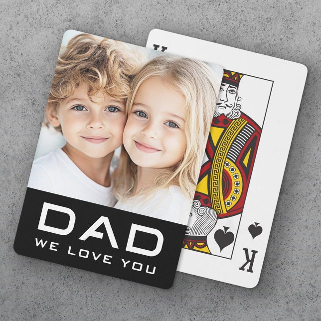 Dad we love you father's day photo black poker cards (Dad we love you father's day photo black poker cards)