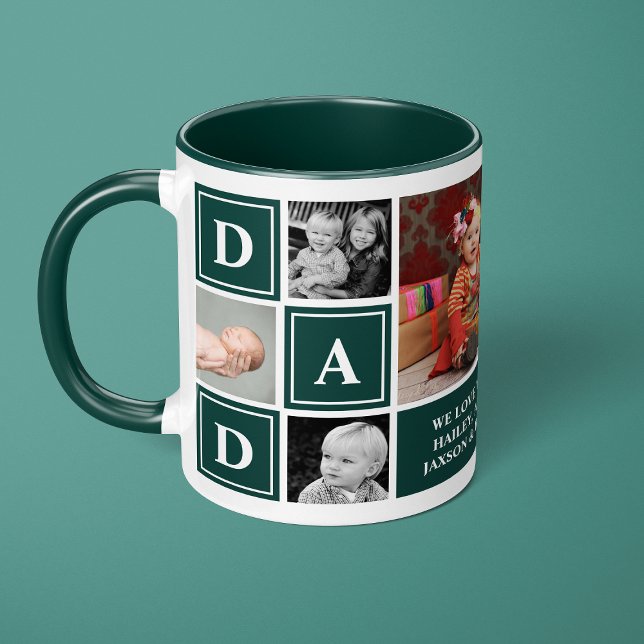 Dad We Love You Hunter Green Custom Photo Collage Mug (Creator Uploaded)