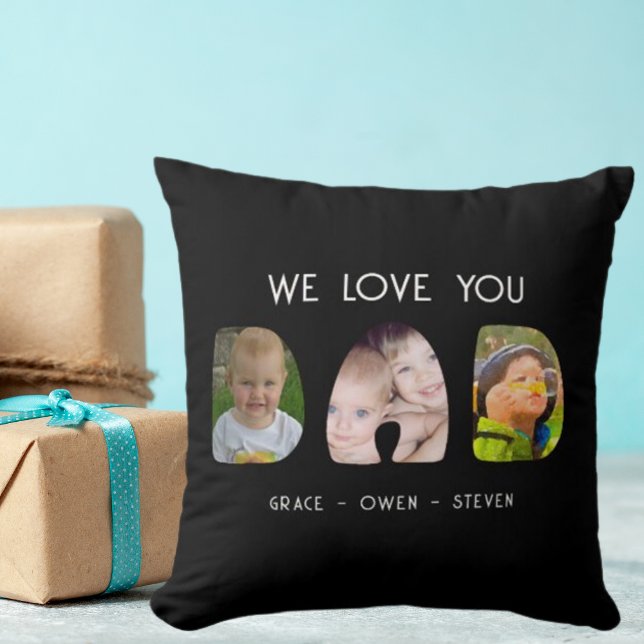 Dad - We Love You! Personalize with Photo & Name Throw Pillow (Creator Uploaded)