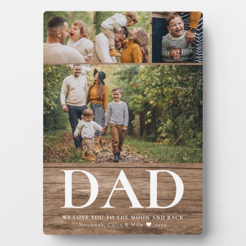 DAD We love you Photo Collage Rustic Modern Father Plaque