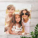 Dad we love you photo hearts text fathers day jigsaw puzzle<br><div class="desc">Jig saw puzzle featuring your custom photo and the text "Dad,  we love you" and little white hearts.</div>