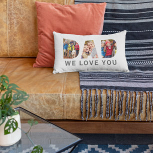 Dad We Love You Photo Letter Collage Lumbar Pillow