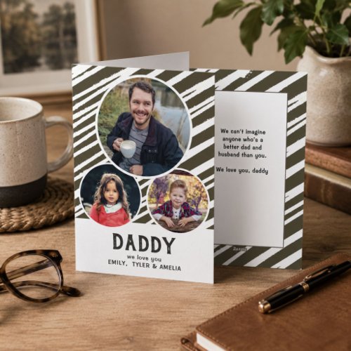 Dad we love you Stripes 3 Photos Father`s Day Holiday Card