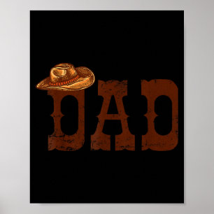 Dad Western Family Matching Birthday Cowboy Cowgir Poster