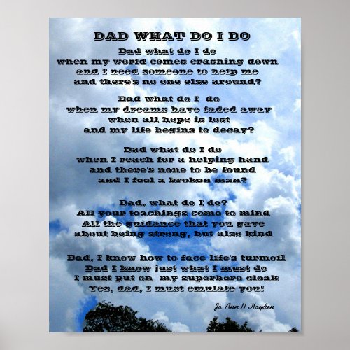 DAD WHAT DO I DO poem Poster