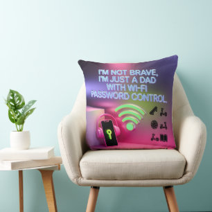Dad WiFi Password Control Funny Father Gift Throw Pillow