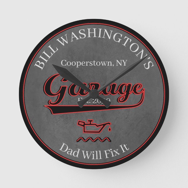 Dad Will Fix It Garage Wall Clock (Front)