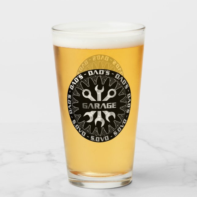 Dad Will Love This! Garage Bar Lounge Soda Beer Glass (Front Filled)