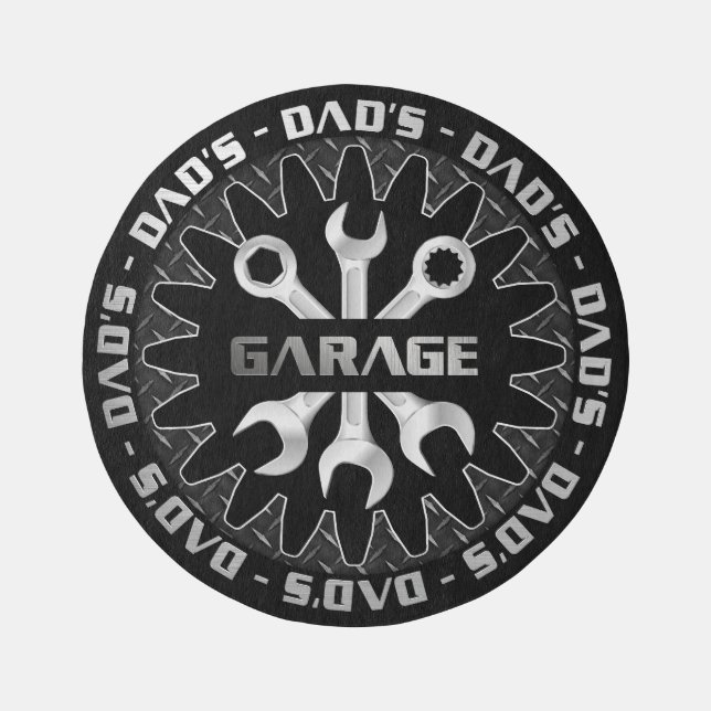 Dad Will Love this Modern Look Garage Round Rug (Front)