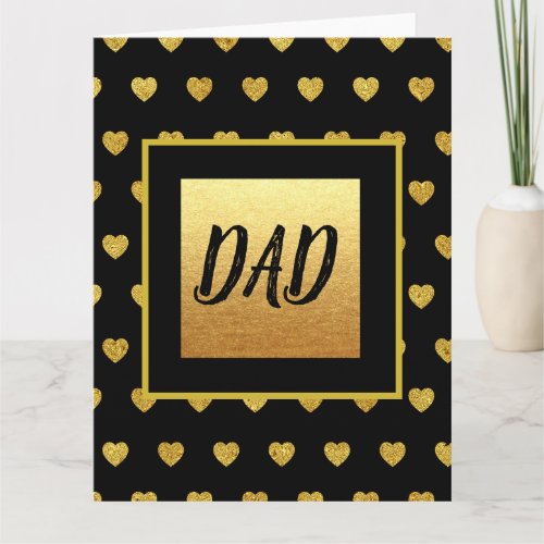  Dad with Golden Heart Black  Gold theme   Card