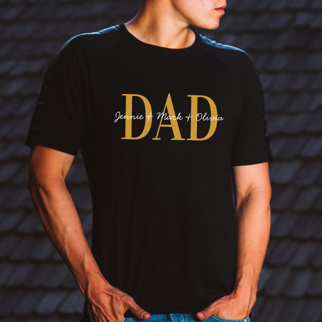 Dad With Kids Name Father's Day White Gold T-Shirt (Creator Uploaded)