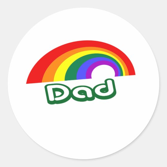 "Dad" with rainbow Classic Round Sticker