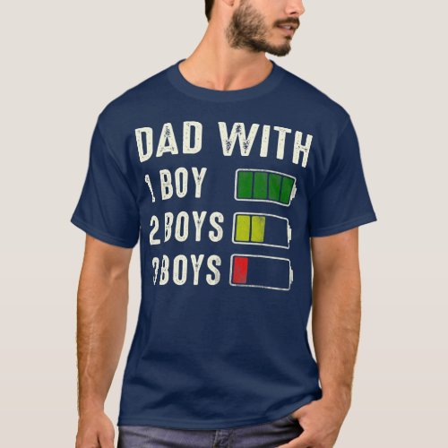Dad With Three Boys Battery Empty Fathers Day  T_Shirt