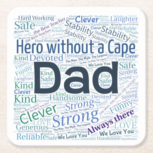 Dad Word Cloud Design Paper Coasters 