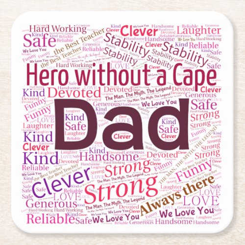 Dad Word Cloud Design Paper Coasters 