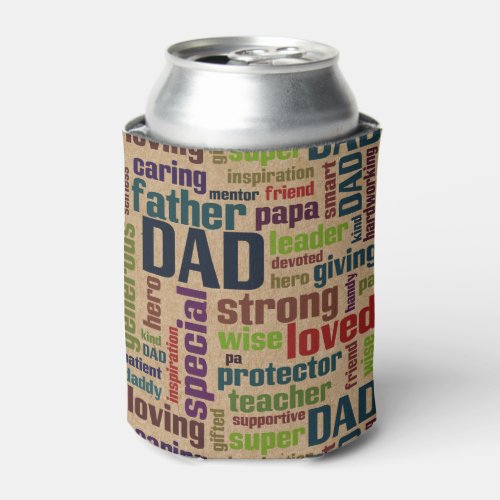 Dad Word Cloud Text Fathers Day Typography Can Cooler
