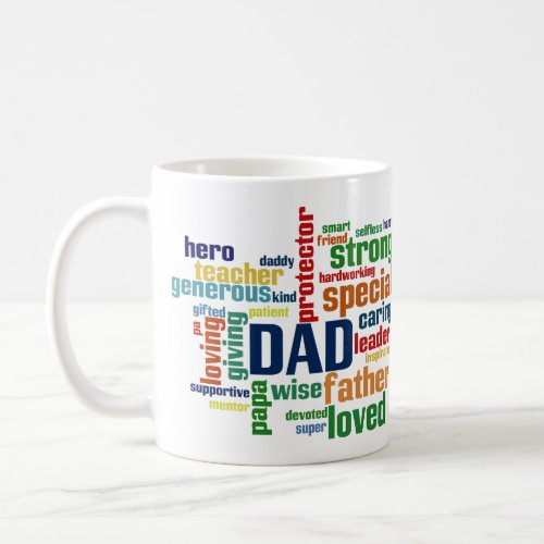 Dad Word Cloud Text Fathers Day Typography Coffee Mug