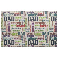 Dad Word Cloud Text Father's Day Typography Fabric