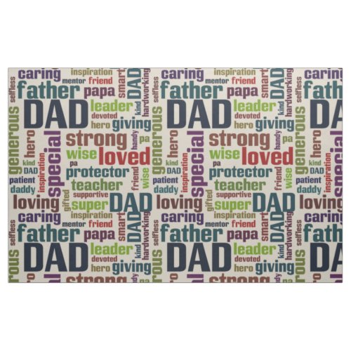 Dad Word Cloud Text Fathers Day Typography Fabric