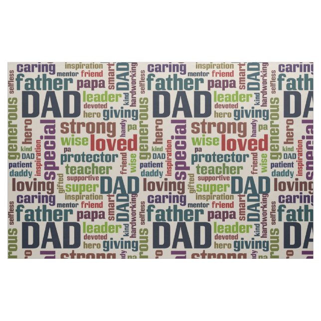 Dad Word Cloud Text Father's Day Typography Fabric (Fat Quarter)
