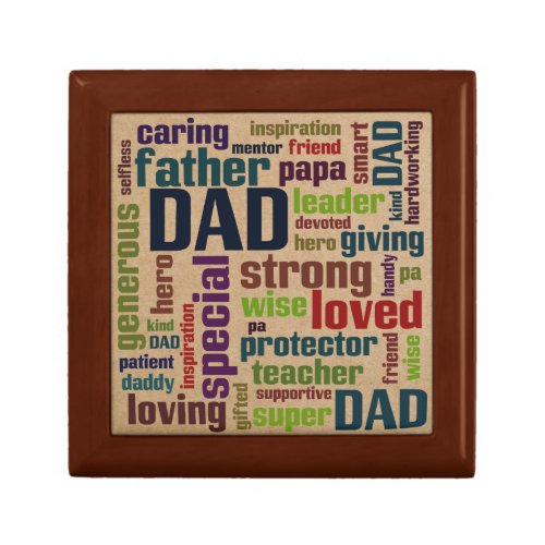 Dad Word Cloud Text Fathers Day Typography Jewelry Box
