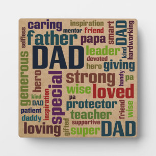 Dad Word Cloud Text Father's Day Typography Plaque