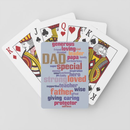 Dad Word Cloud Text Fathers Day Typography Playing Cards