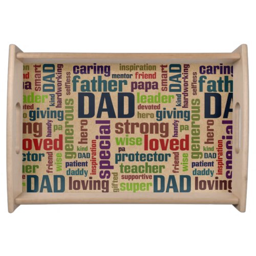 Dad Word Cloud Text Fathers Day Typography Serving Tray