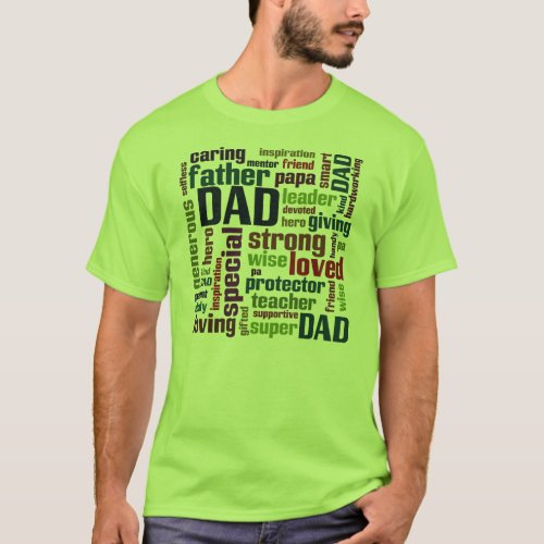 Dad Word Cloud Text Fathers Day Typography T_Shirt