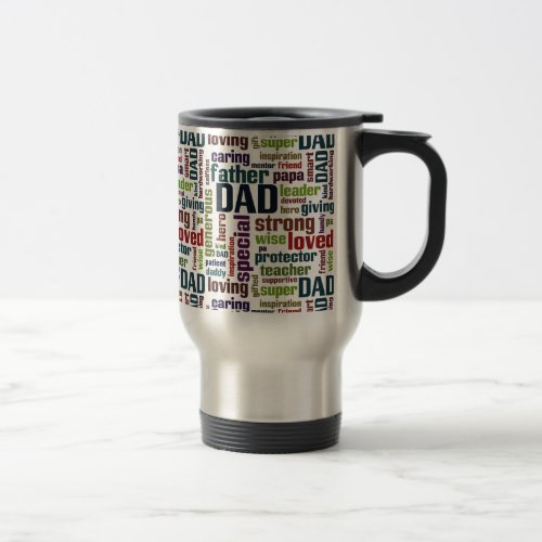 Dad Word Cloud Text Fathers Day Typography Travel Mug