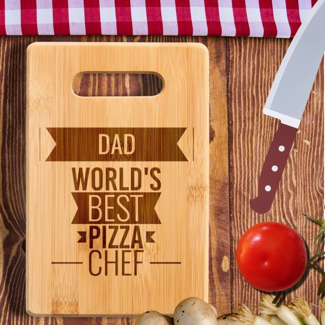 Dad -World's Best Pizza Chef Engraved Cutting Board (Creator Uploaded)