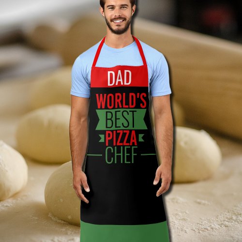 Dad _Worlds Best Pizza Chef _ red black green Apron