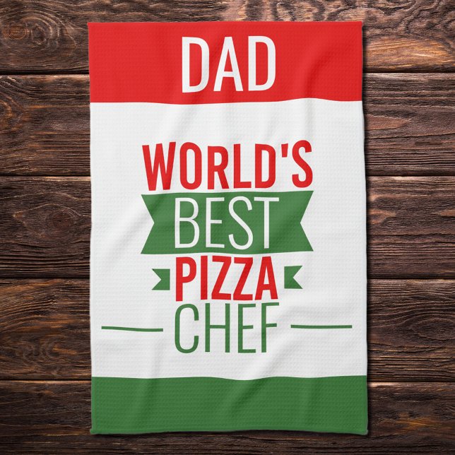 Dad -World's Best Pizza Chef - red white green  Kitchen Towel (Creator Uploaded)