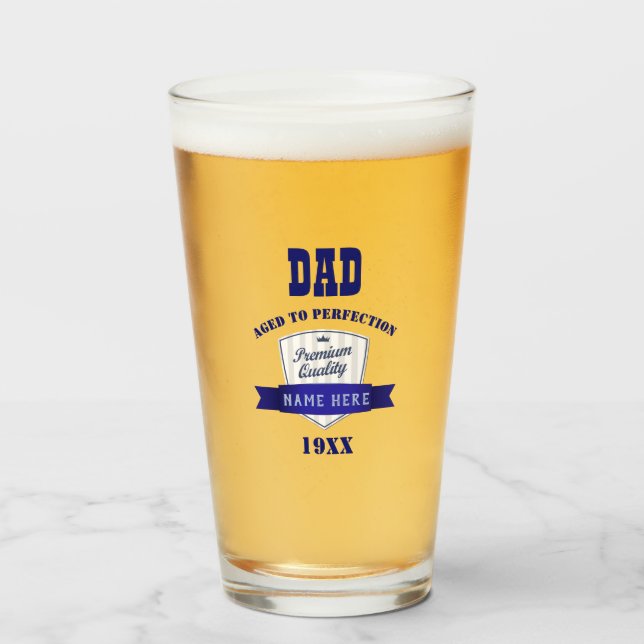DAD - Year Born Birthday Gift - Aged To Perfection Glass (Front Filled)