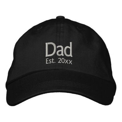 Dad Year Est Text Template Embroidered Baseball Cap