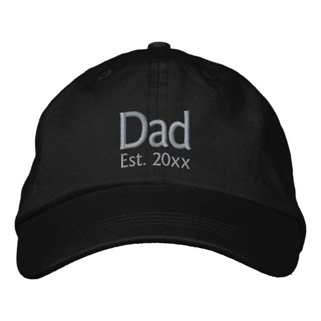 Dad Year Est. Text Template Embroidered Baseball Cap (Front)