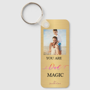 Dad You Are Magic Fathers Day Photo wood Keychain