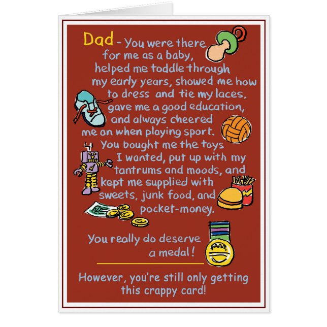 Dad - You Deserve a Medal! Cards (Front)