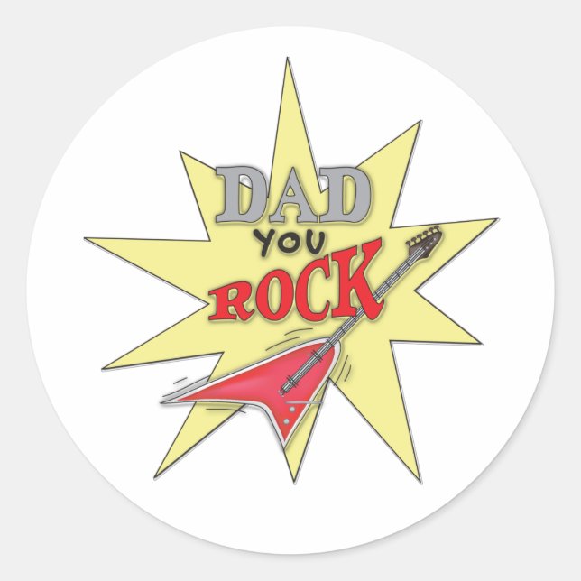 Dad You Rock Classic Round Sticker (Front)