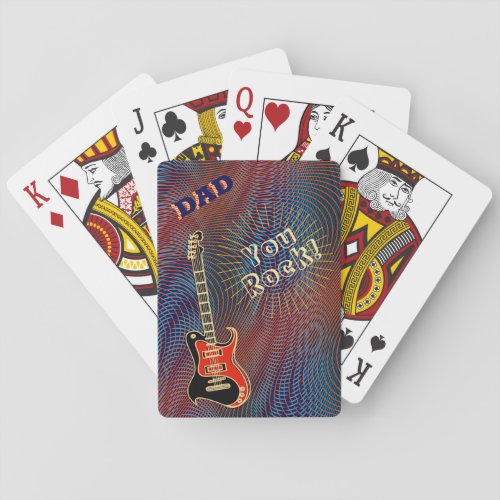 Dad You Rock Cool Electric Guitar Trippy Retro Pop Playing Cards