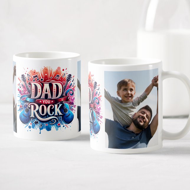 Dad You Rock Custom Photos Music Coffee Mug (Creator Uploaded)