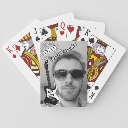 Dad You Rock Electric Guitar Black and White Cool Playing Cards