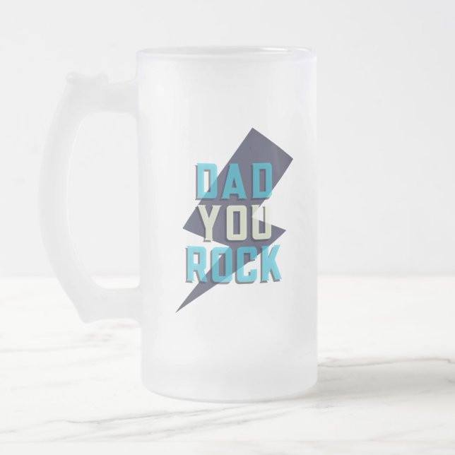Dad You Rock Frosted Glass Mug (Left)