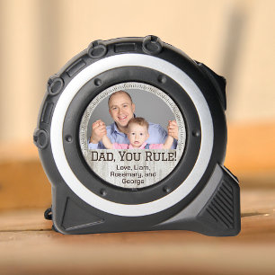 Dad You Rule Personalized Father's Photo Text Wood Tape Measure