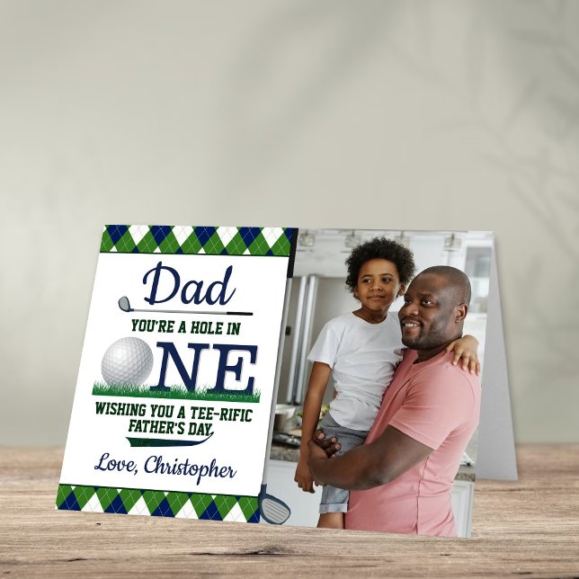 Dad You're A Hole In One Father's Day Photo Card (Creator Uploaded)