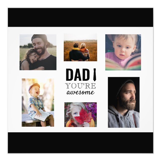 Dad You're Awesome Collage Father's Day Typography Photo Print (Front)
