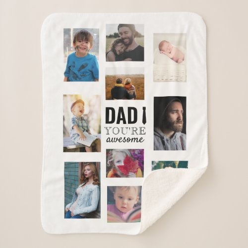 Dad youre awesome Family Collage Kids Daughter Sherpa Blanket