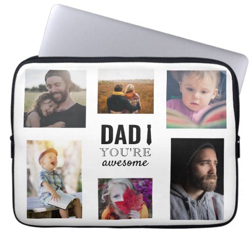 dad youre awesome fathers day collage typography laptop sleeve