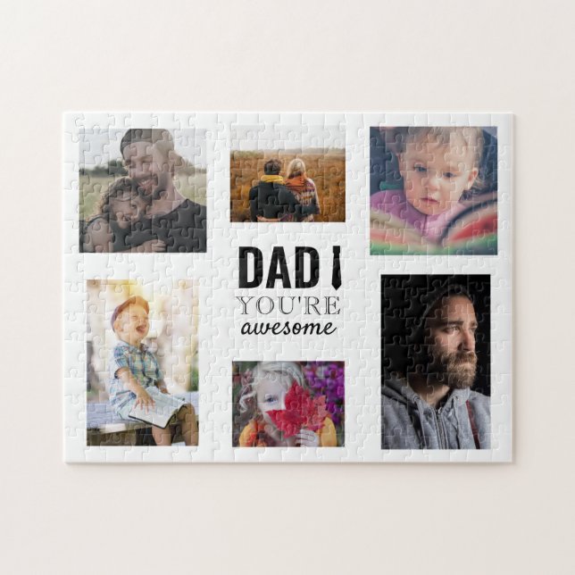 Dad You're Awesome Photo Collage Personalized Jigsaw Puzzle (Horizontal)