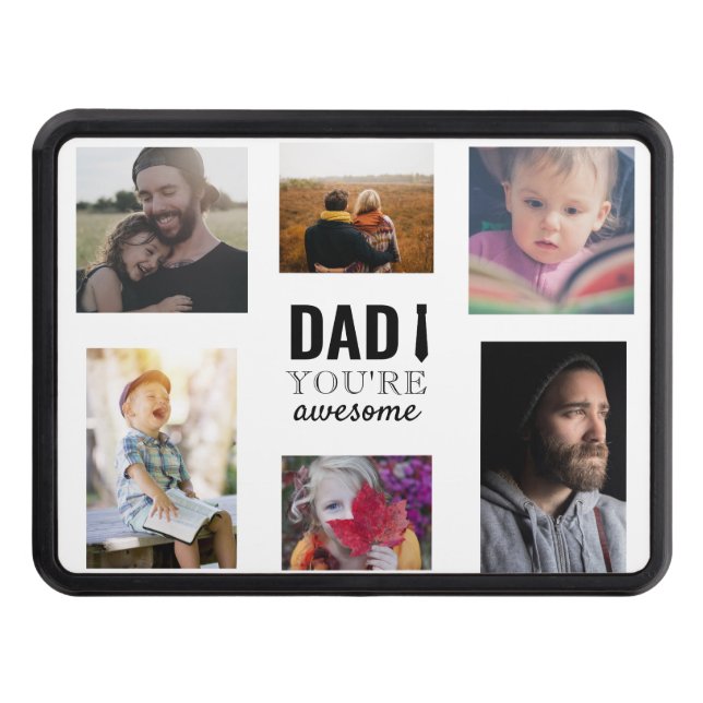 dad you're awesome typography photo collage custom hitch cover (Front)